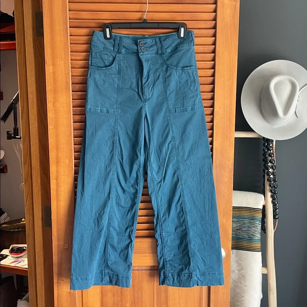 Pilcro Teal Wide-Leg Cargo Pants - Picture 2 of 6